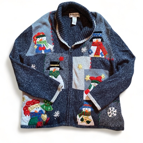 Embellished Holiday Zip-Front Sweater - Picture 2 of 7